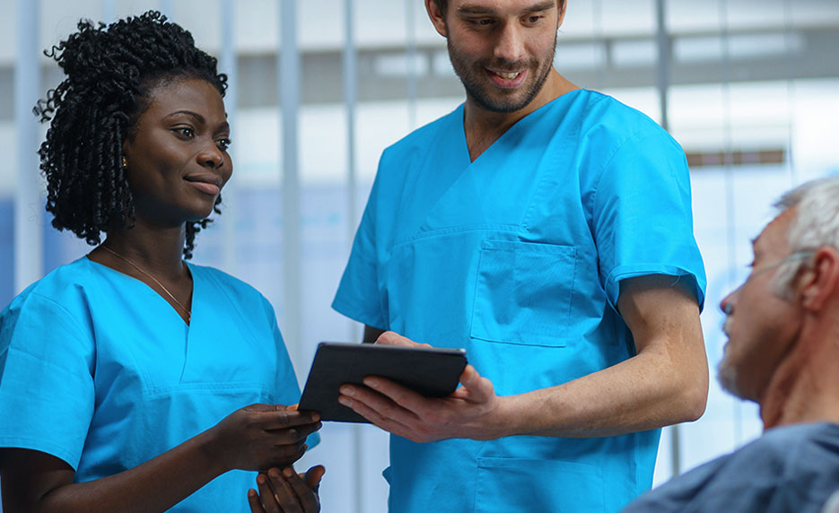 patient care technicians with patient